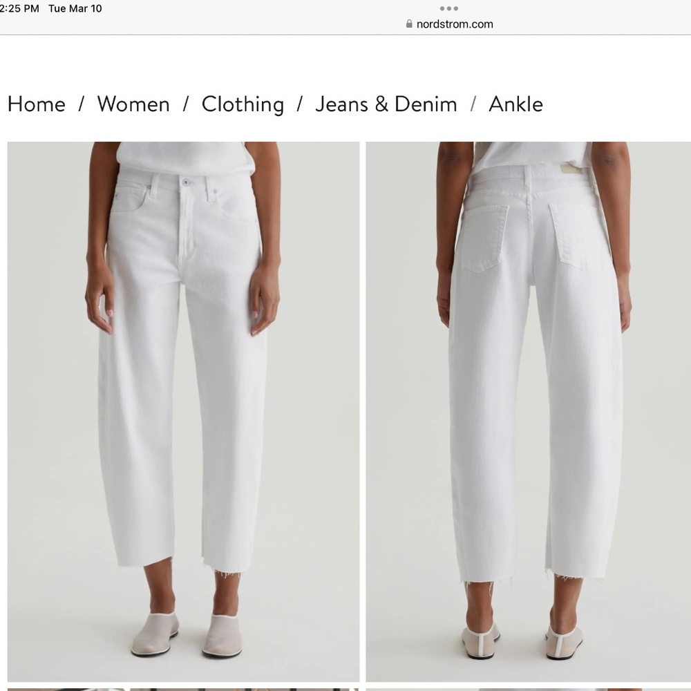 AG Jeans Hattie High Rise Raw Hem Ankle Barrel in Gallery White Size 28 - Picture 2 of 7